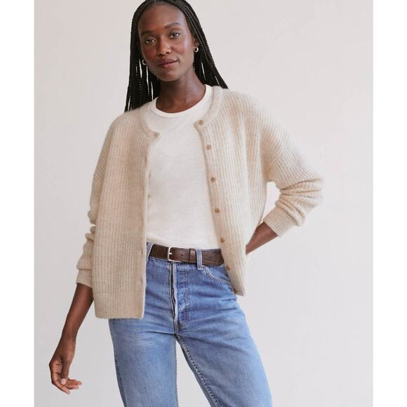Jenni Kayne Hayes Crewneck Cardigan Sand - S